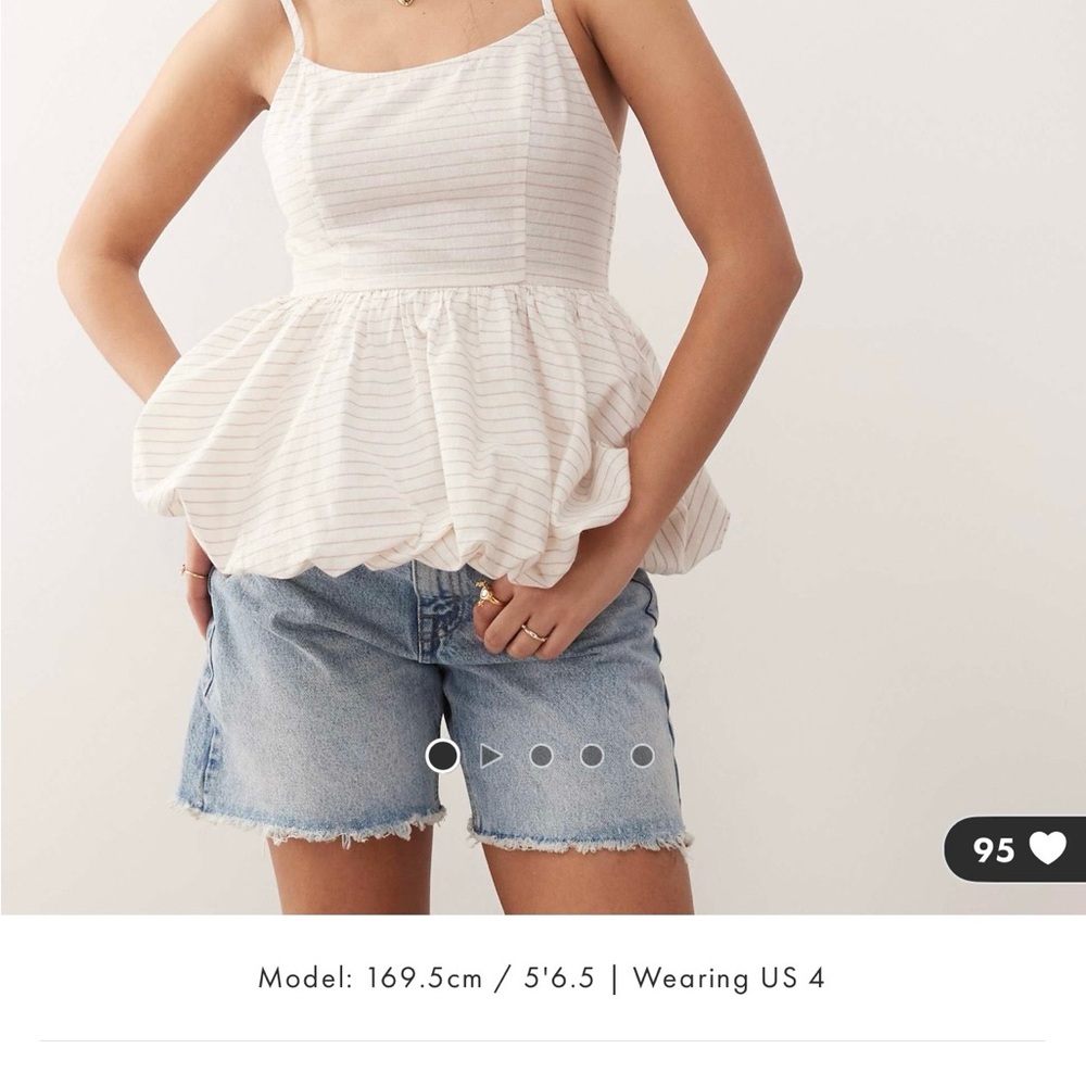Miss Selfridge White Striped Peplum Tank Top